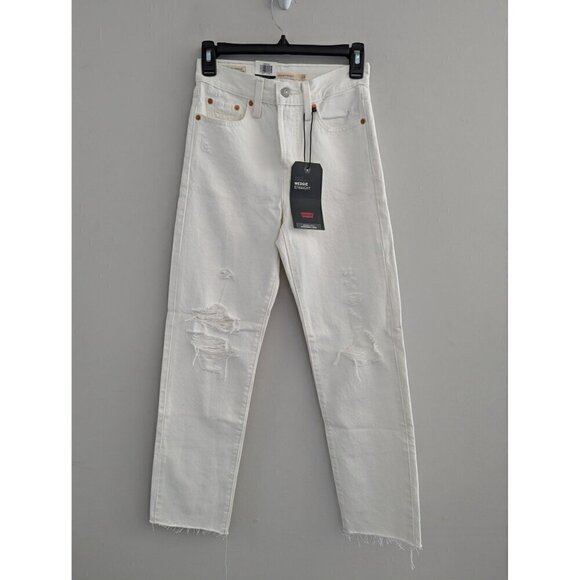 NWT Levi Strauss Wedgie Straight High Rise White Denim Jeans Size 24 - Picture 10 of 10